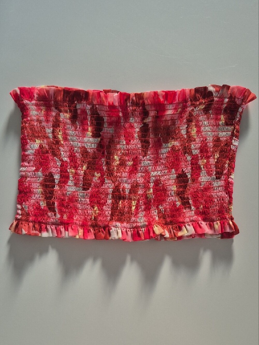 CALLIPYGIAN Strapless Smocked Cropped Tube Top, Size M/L